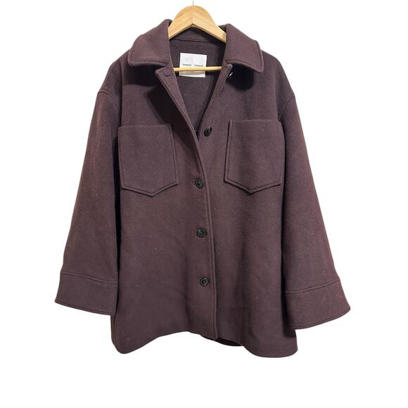 Samsøe and Samsøe Dione Overshirt Chocolate Plum size Large - Picture 1 of 6